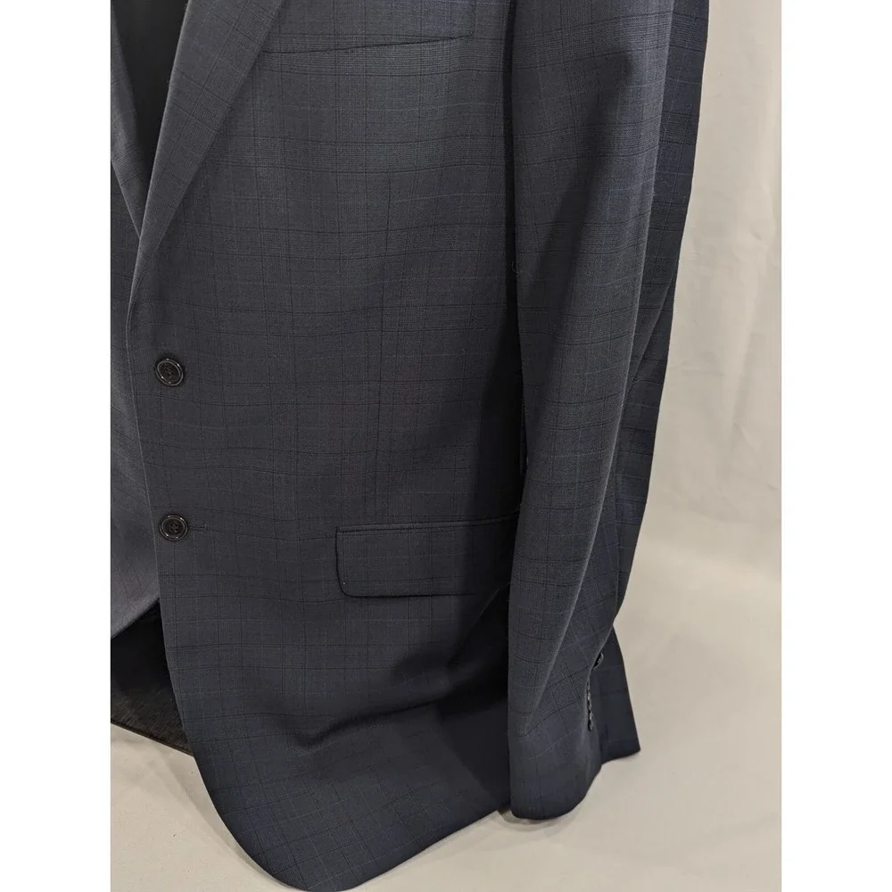 Hart Schaffner MARX Wool‎ Blazer Gray Subtle Window Pane Jacket 40L 44
